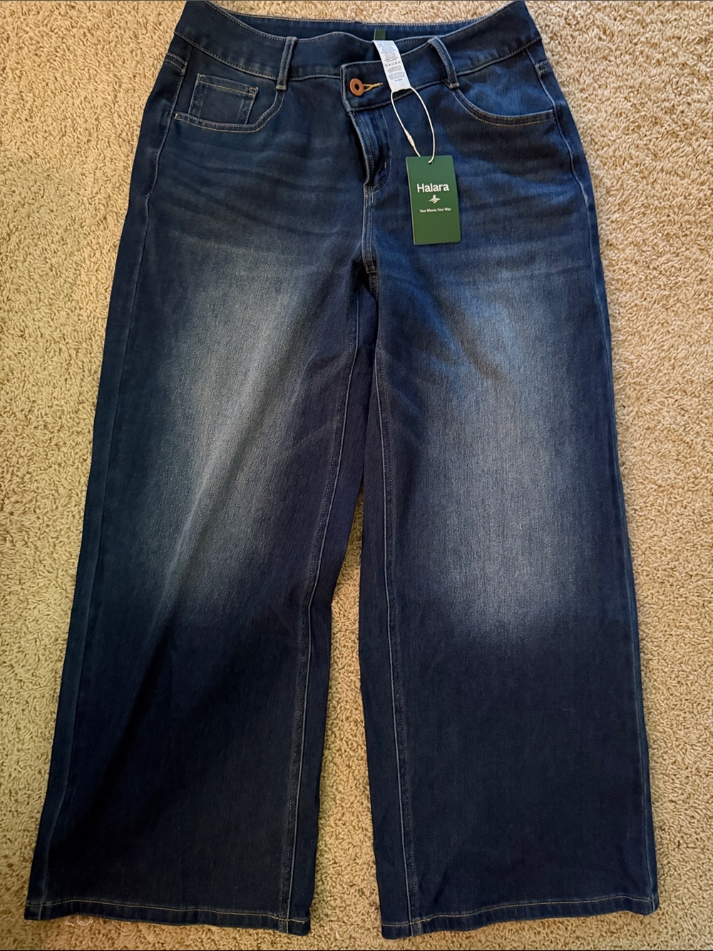 HALARA Men’s Deep Blue Relaxed Wide-Leg Jeans